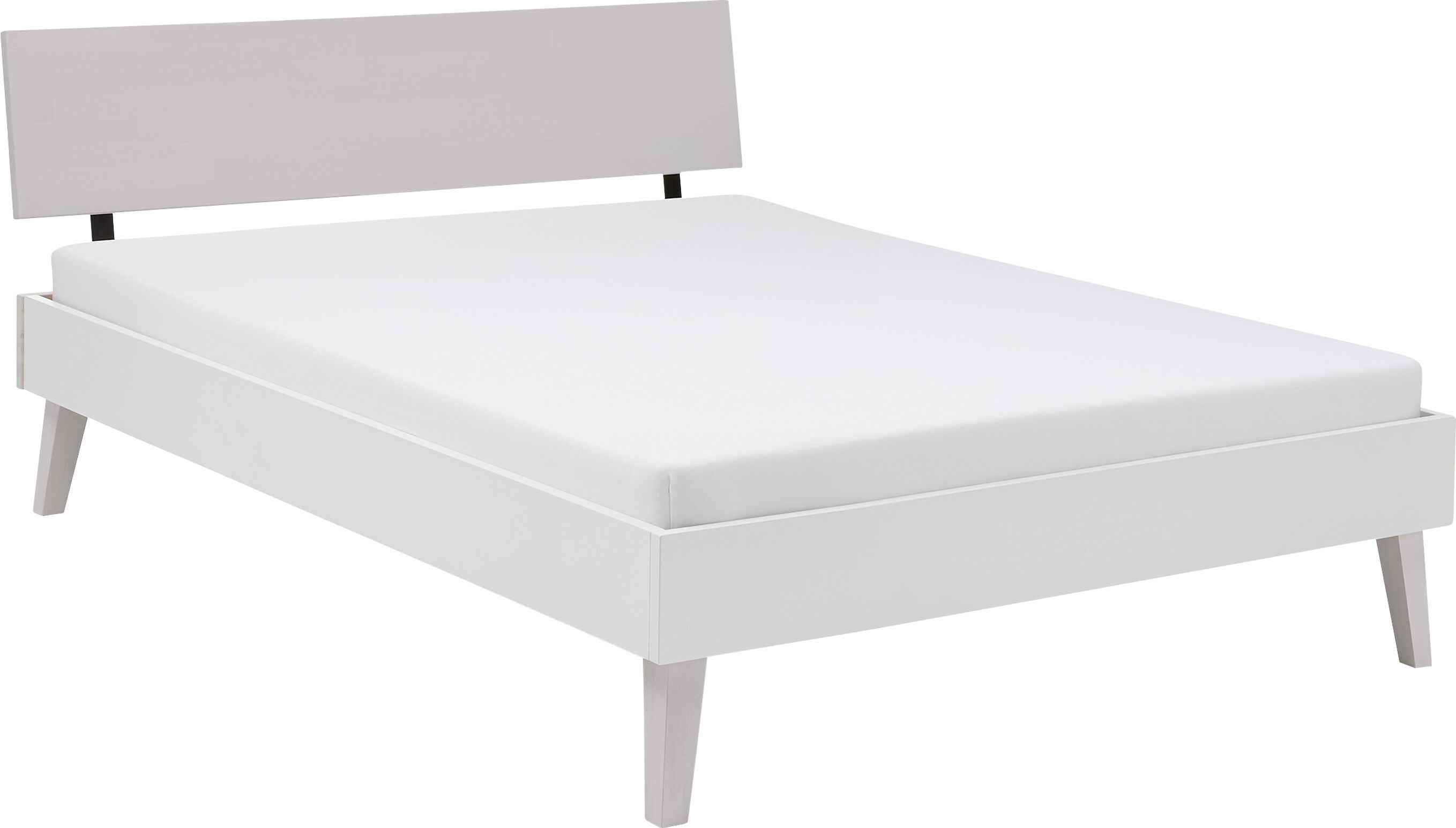 CARA Bett 140x200 MDF w,Stand.Pano Buche - Buche weiss / B: 140.0 cm x T: 200.0 cm