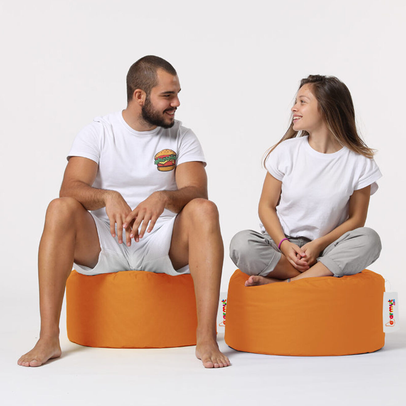 Homitis Pouf Round orange - D.55x30 cm