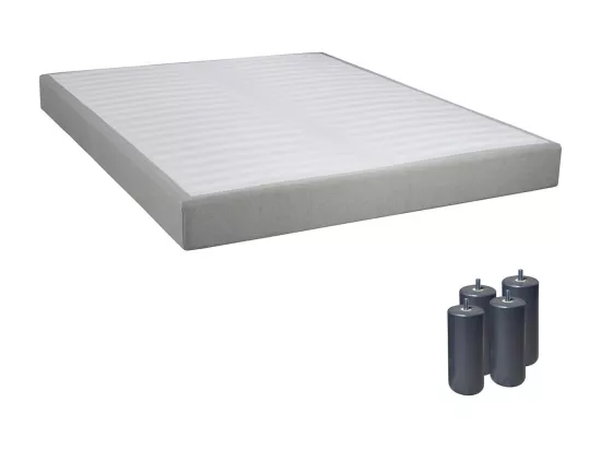 TAPIKIT - Sommier Tapissier Démontable 2x20 Lattes 140x190cm Lin + Pieds Anthracites 15cm