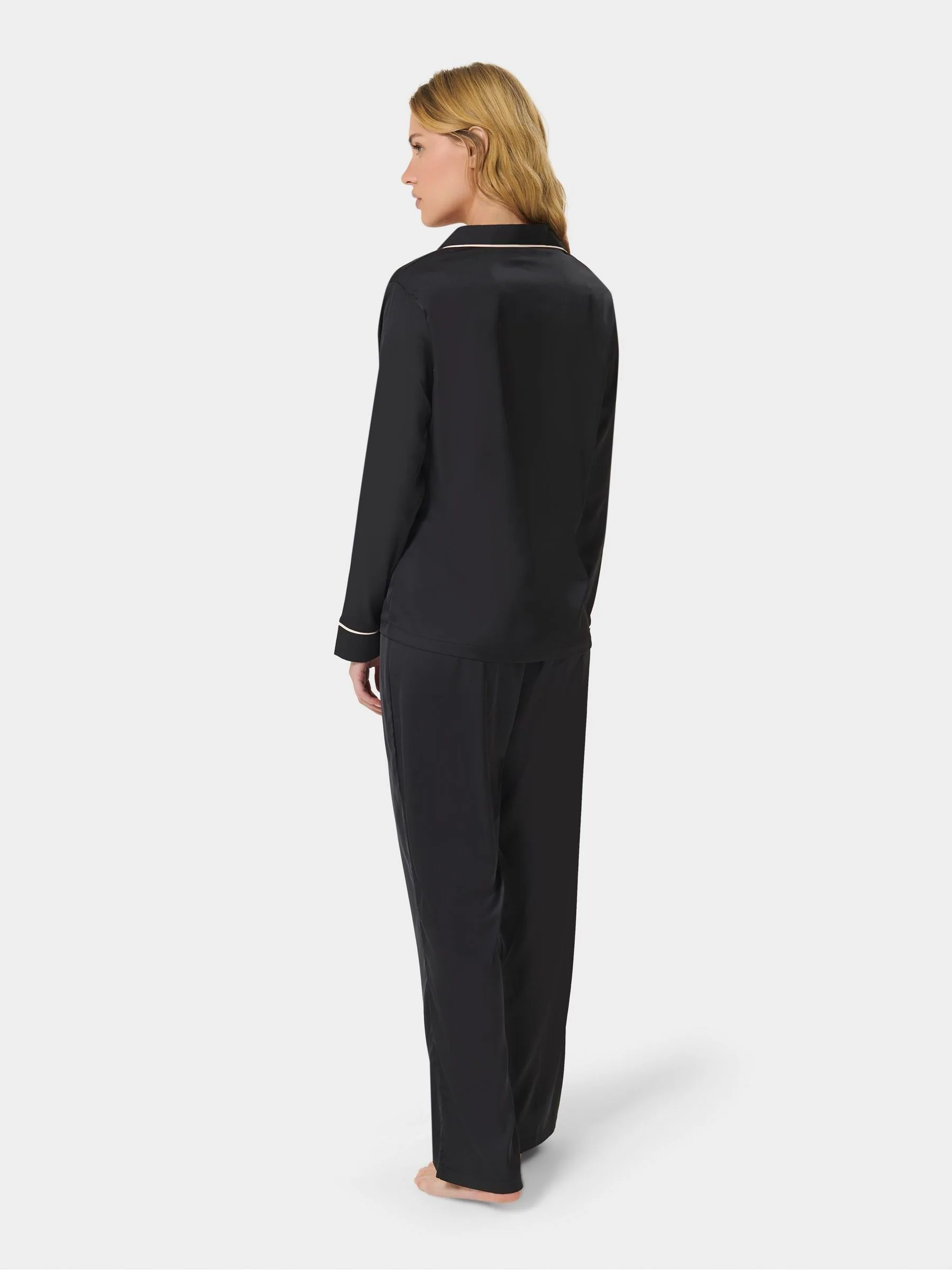 Zwart - Bluebella Claudia luxe Satijn lange Pyjama's Set