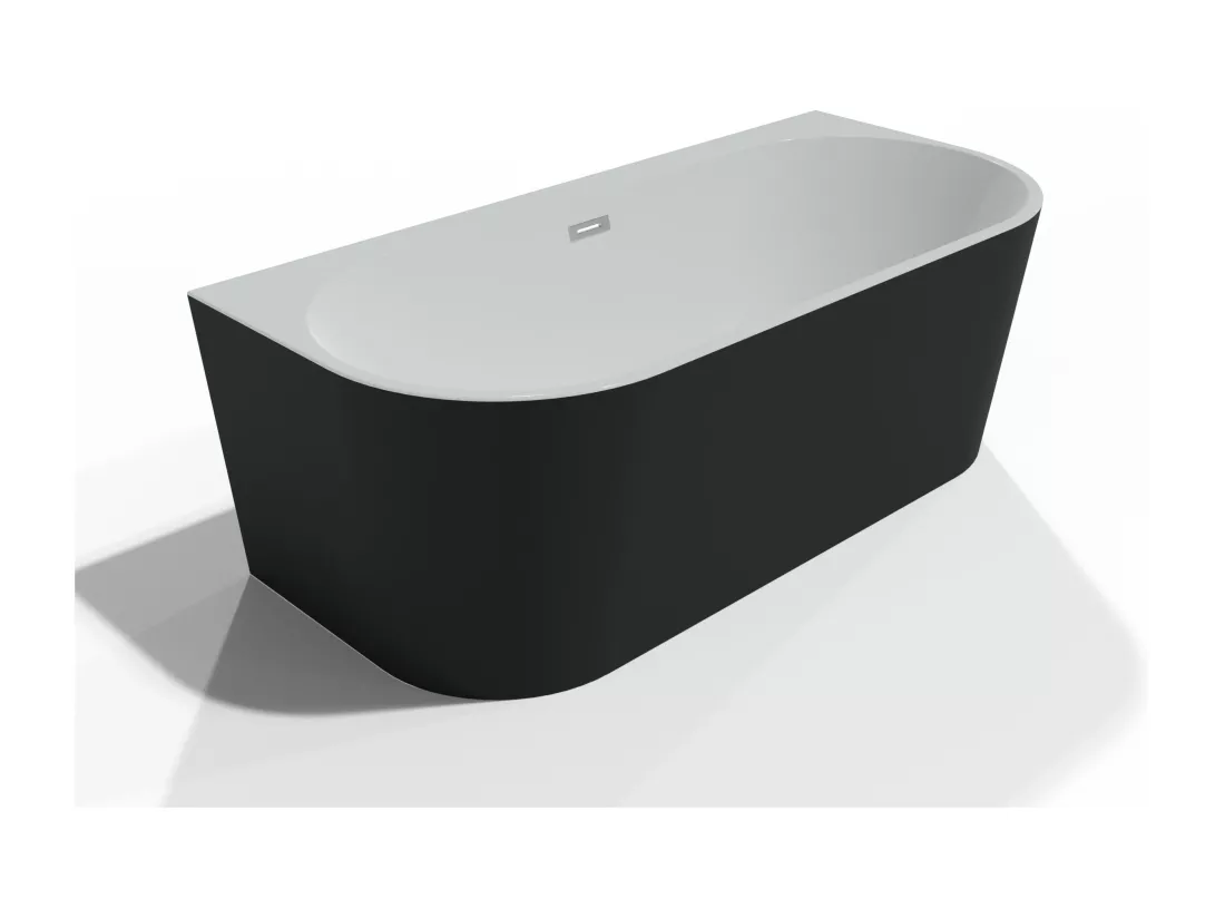 Baignoire semi-îlot Murale NAOS Noire L. 170 x l. 80 cm, by SPALINA