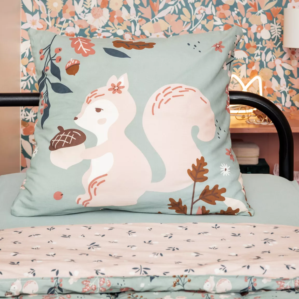 Housse de couette et deux taies enfant coton (240 x 220 cm) Tamia Multicolore