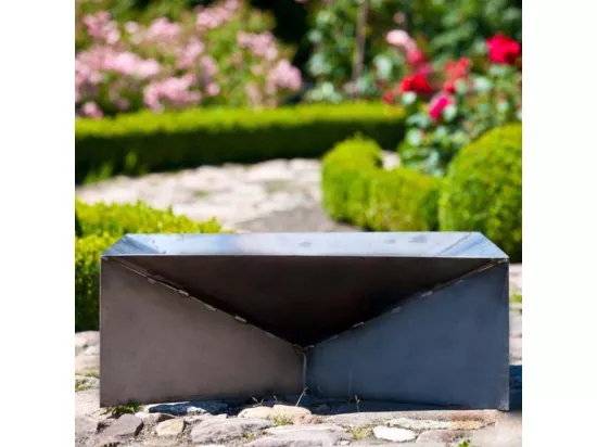 Brasero de jardin carré DINE en acier-60 cm-Acier naturel---Acier naturel