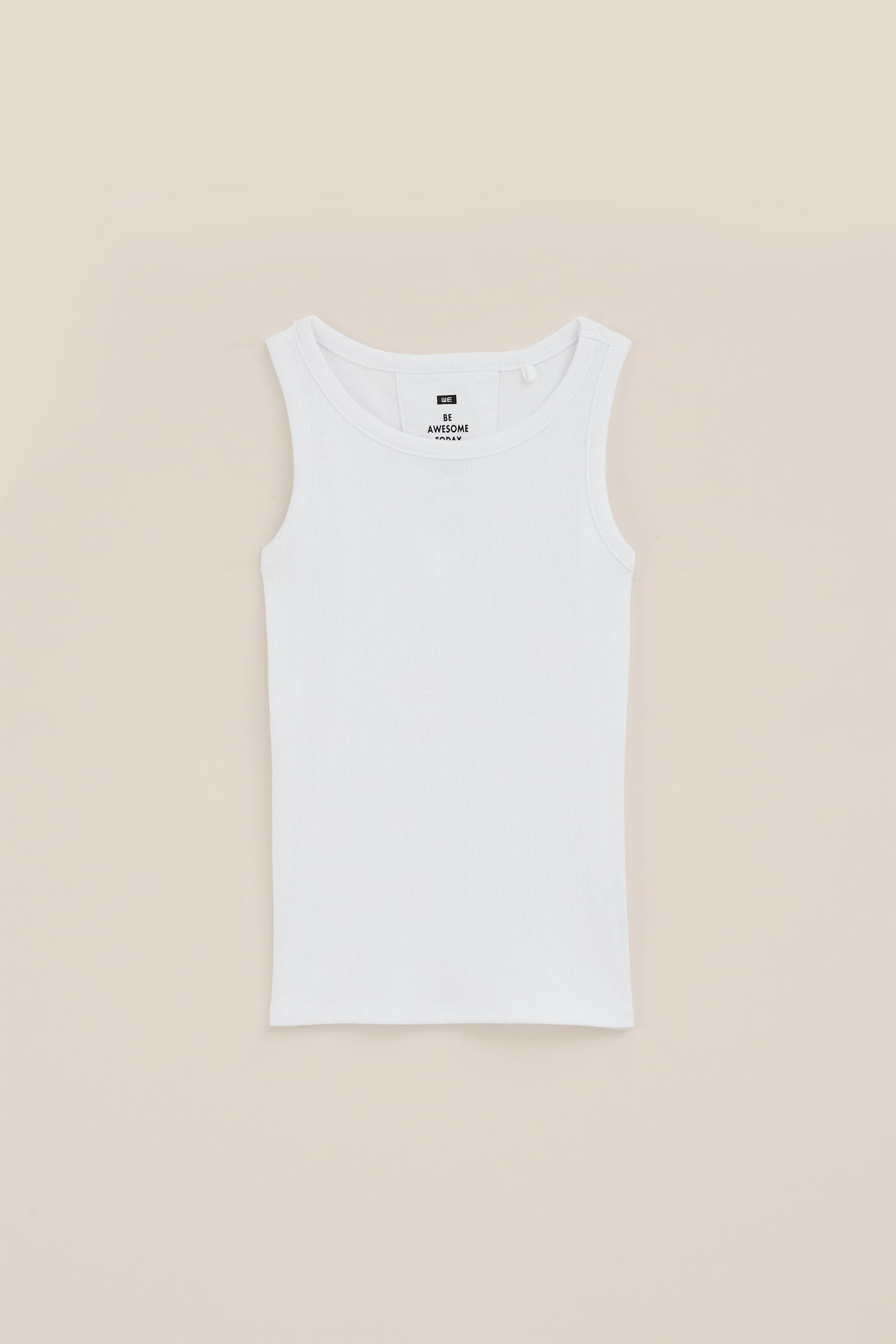Meisjes singlet van ribstof WE Fashion Wit