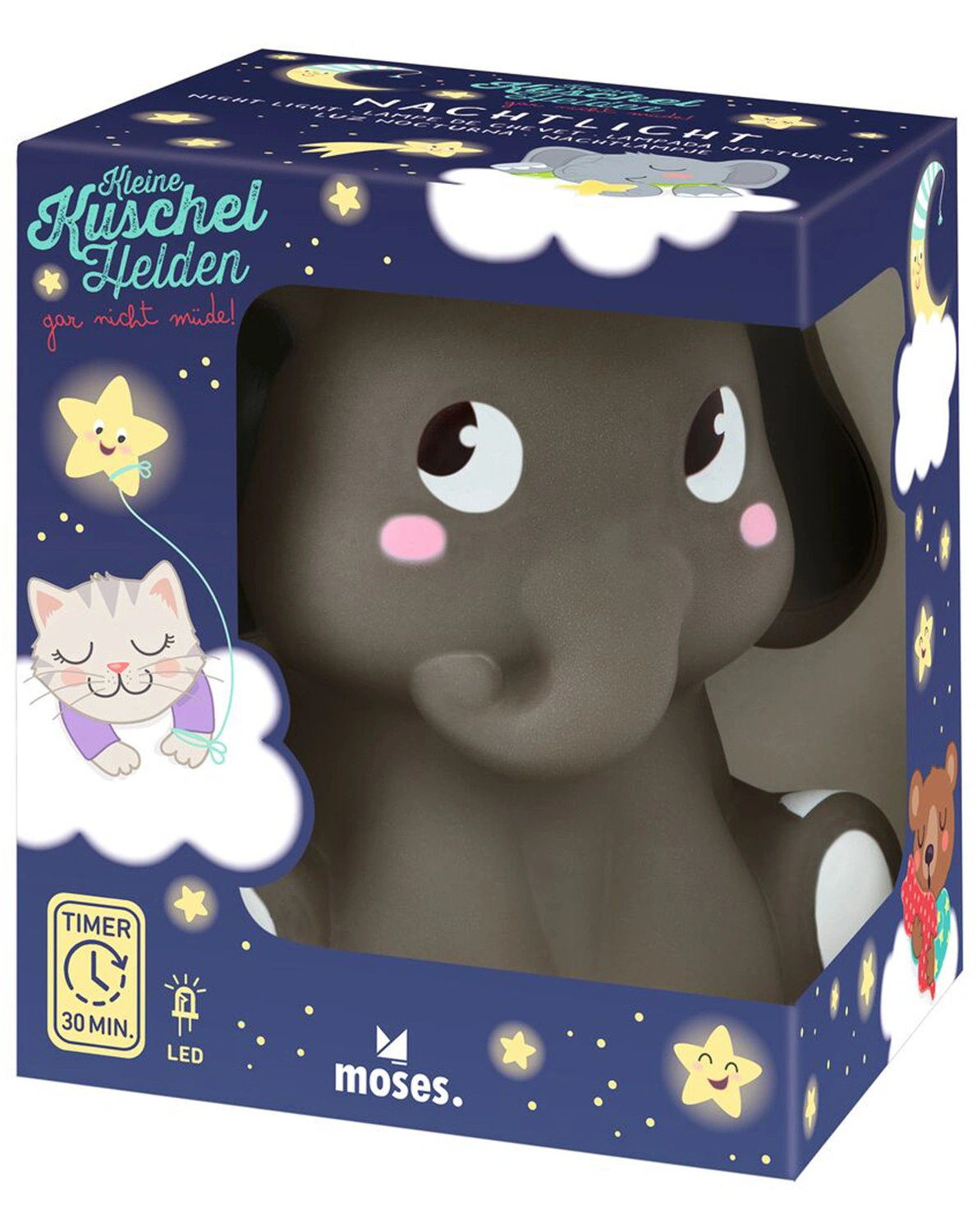 Nachtlicht KLEINE KUSCHELHELDEN - ELEFANT in grau