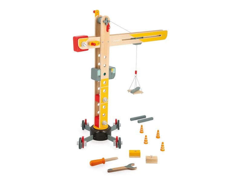 Janod Grosser Kran Drehbarer Spielkran aus Massivholz
