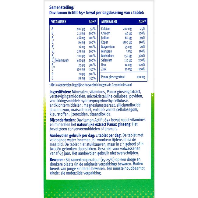 Davitamon Actifit 65+ Multivitamine 70 Stuks