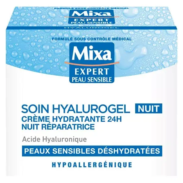 Mixa Visage Hyalurogel Creme-Máscara Noturno Hidratante para Pele Cansada e Sensível 50ml