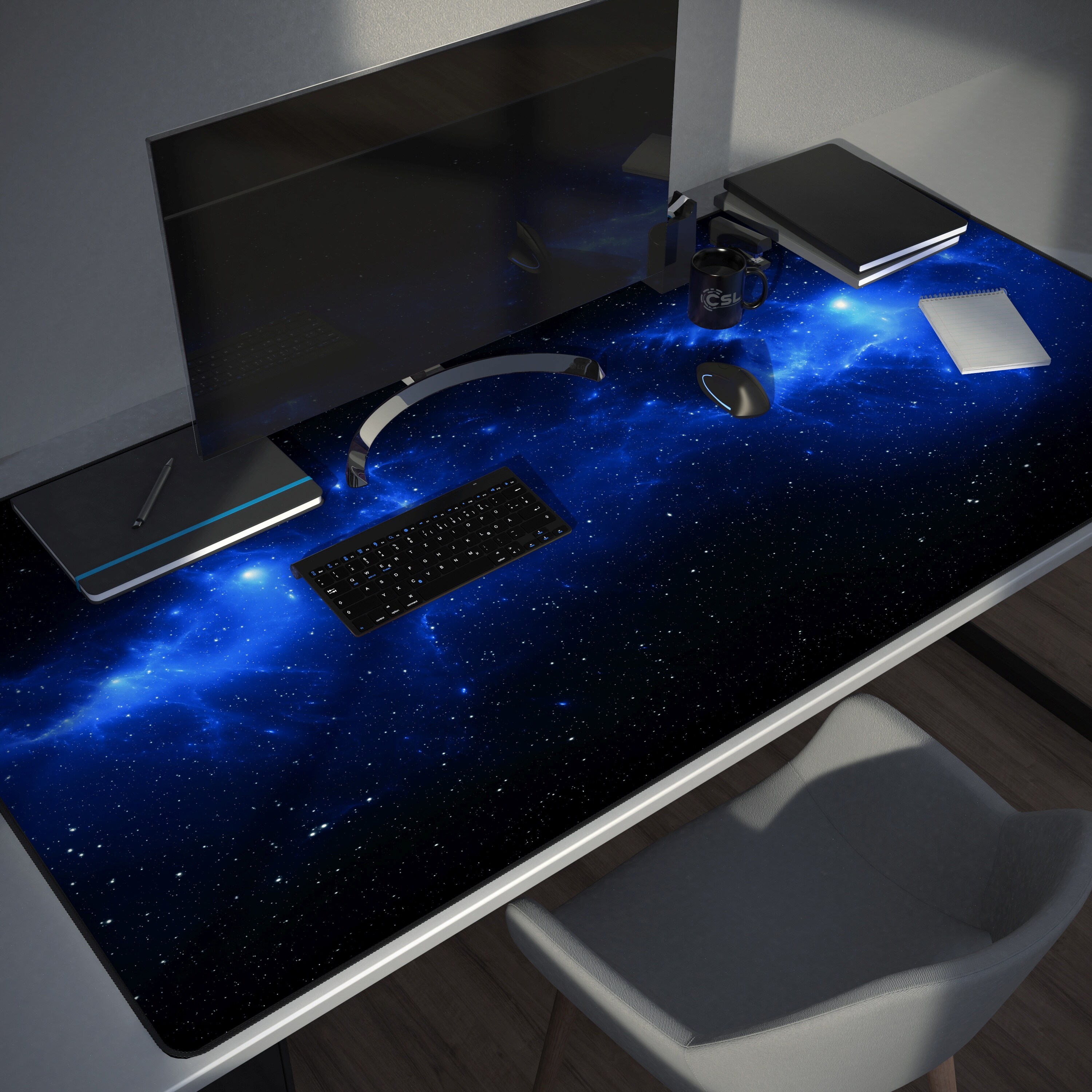CSL Gaming Mauspad, XXXL 1200 x 600 x 3 mm Schreibtischunterlage extra groß, Abwaschbar, Space