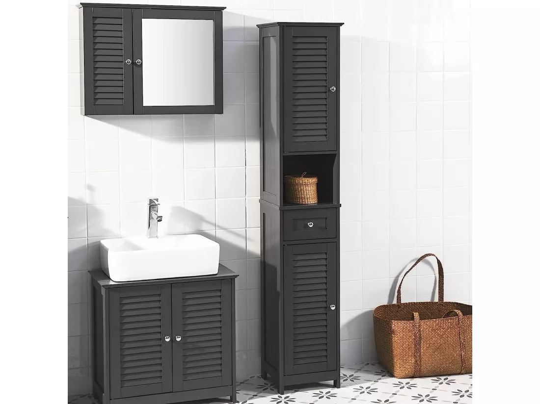 Meuble Rangement Salle De Bain Armoire Haute Meuble Colonne Placard De Rangement, Frg236-dg