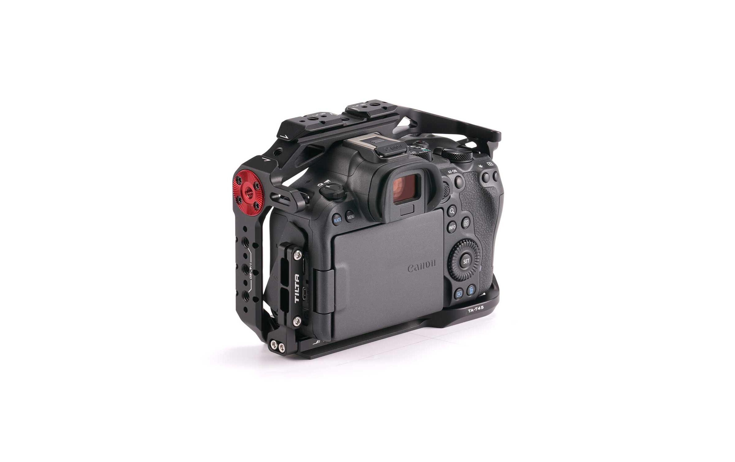 Full Camera Cage für Canon R6 Mark II - SchwarzVerbessert die Funktionalität der Kamera und bietet gleichzeitig zusätzlichen Schutz