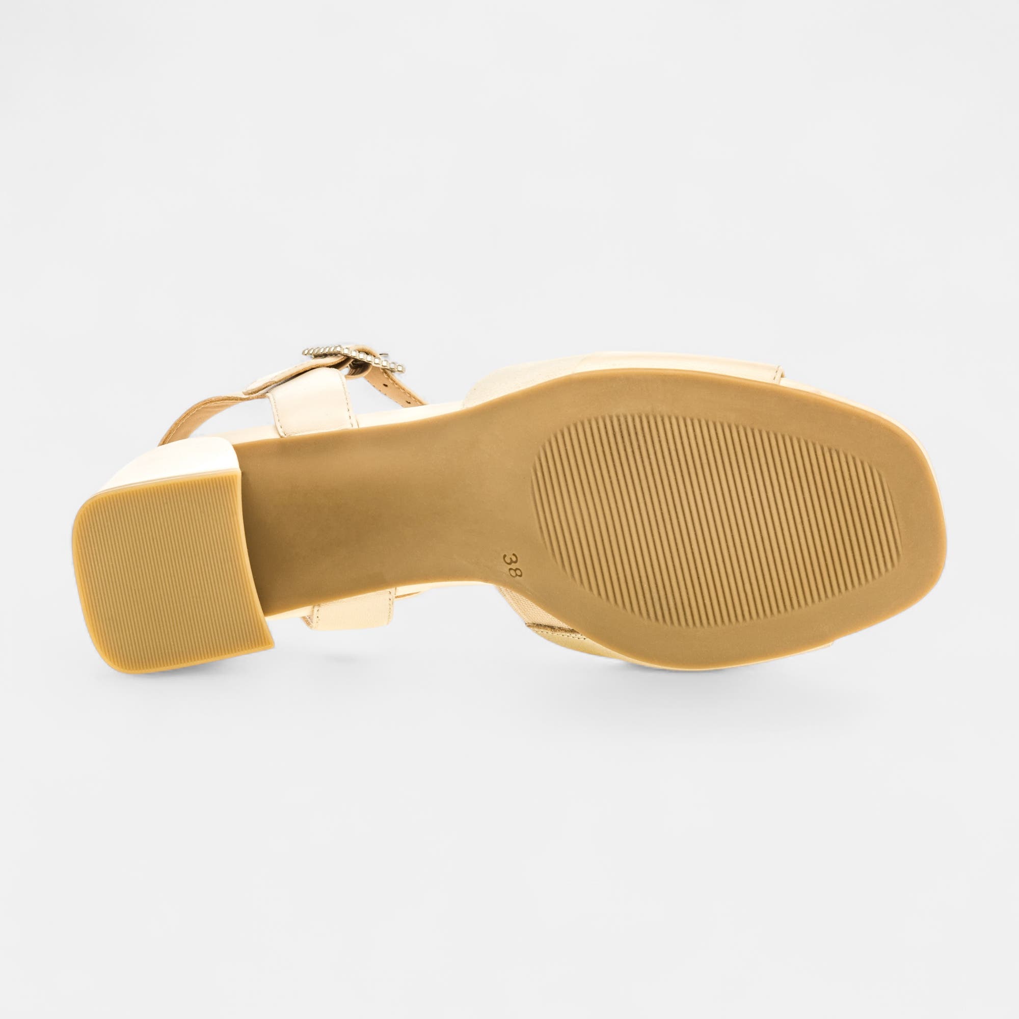 Nu-pieds à talon Femme en cuir beige