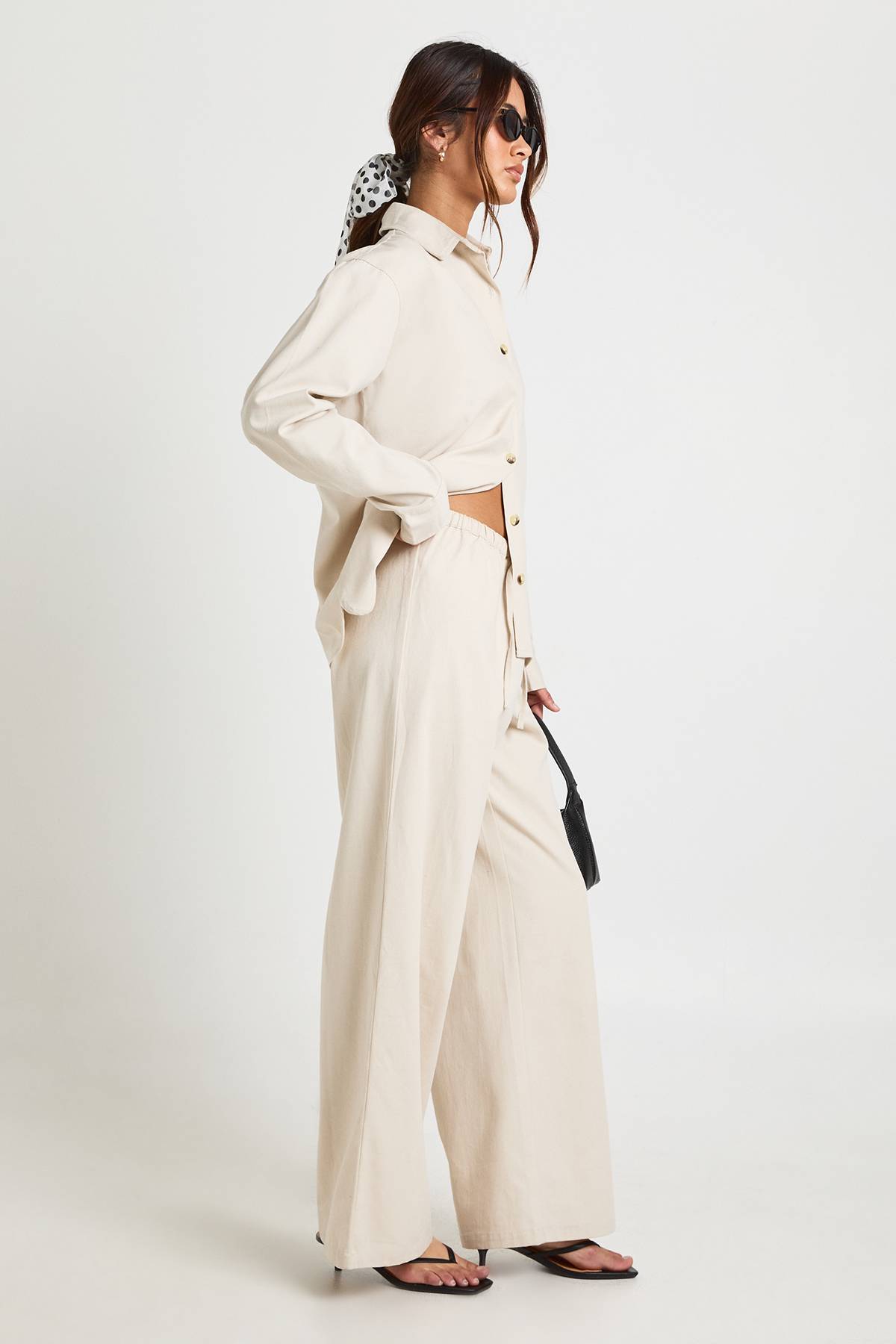 boohoo Pantalon Large Décontracté En Chambray