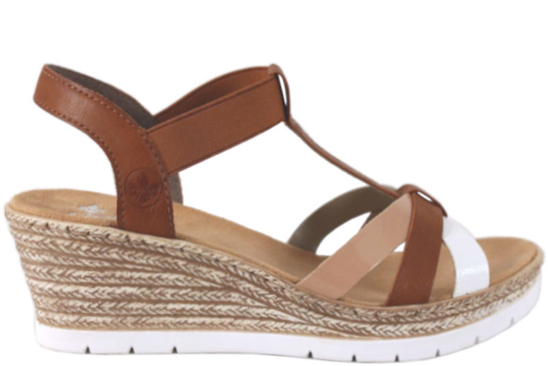 RIEKER LET SANDAL I BRUNT SYNTET