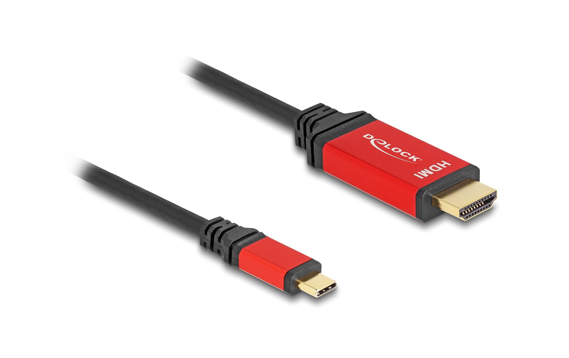 Kabel 8K 60Hz USB Type-C - HDMI, 1 mDelock USB Type-C zu HDMI Kabel (DP Alt Mode) 8K 60 Hz mit HDR Funktion 1 m rot