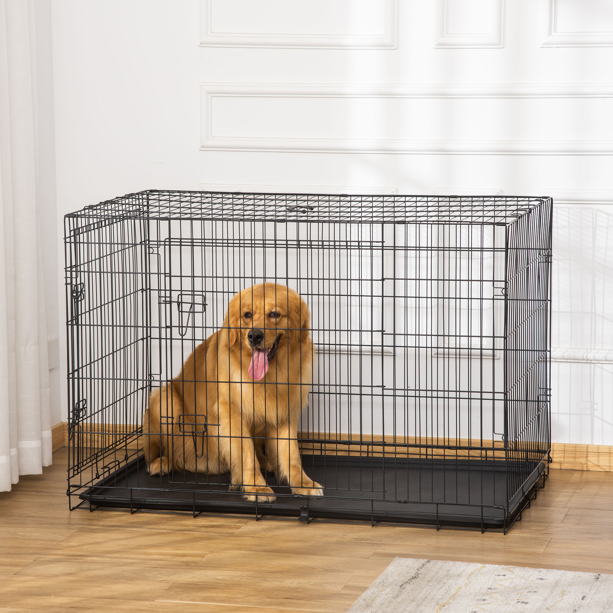 Transportadora para animais de estimação PawHut, em ABS preto e aço com bandeja.