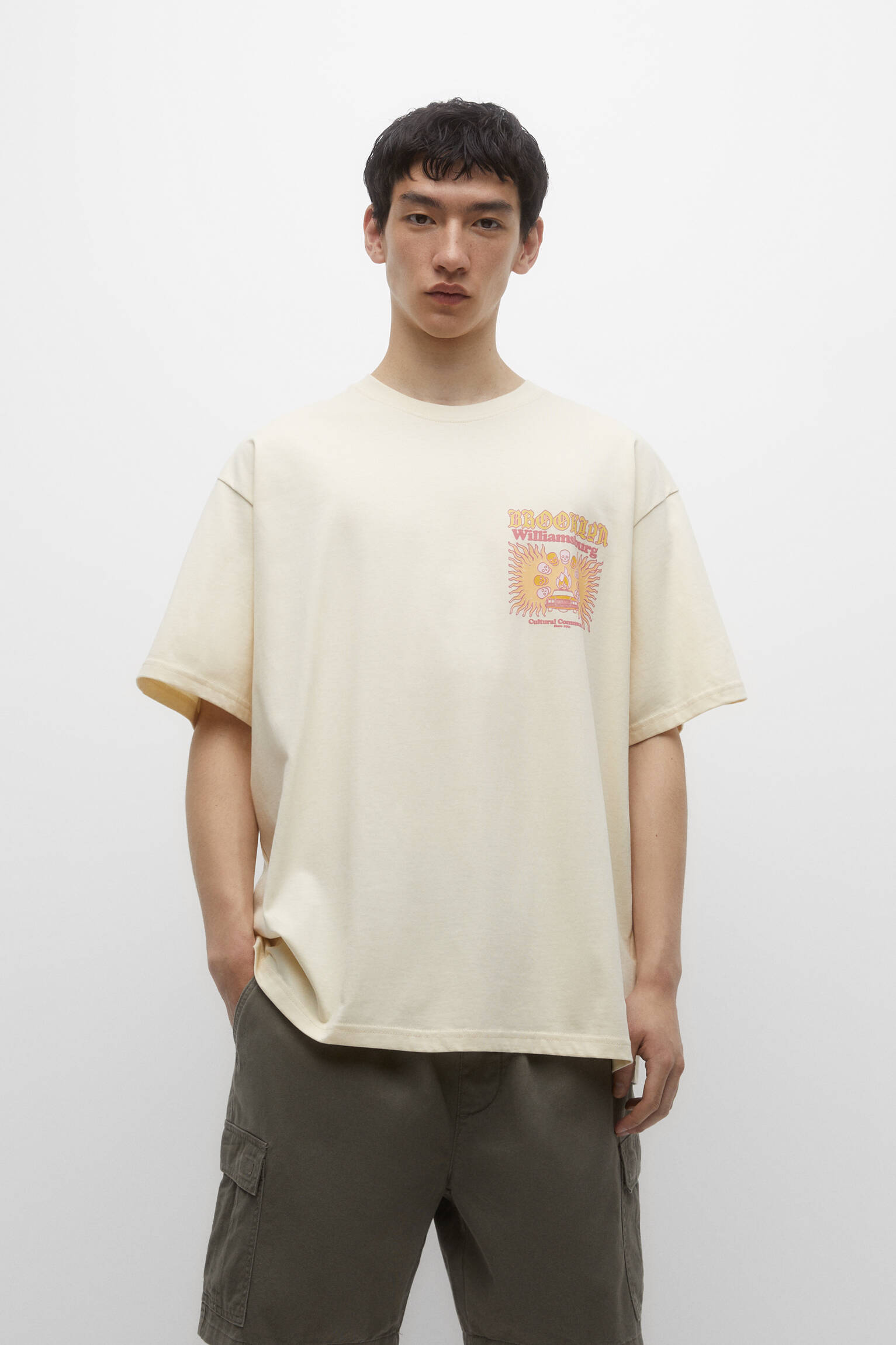 CAMISETA ESTAMPADA DE MANGA CURTA - BEGE