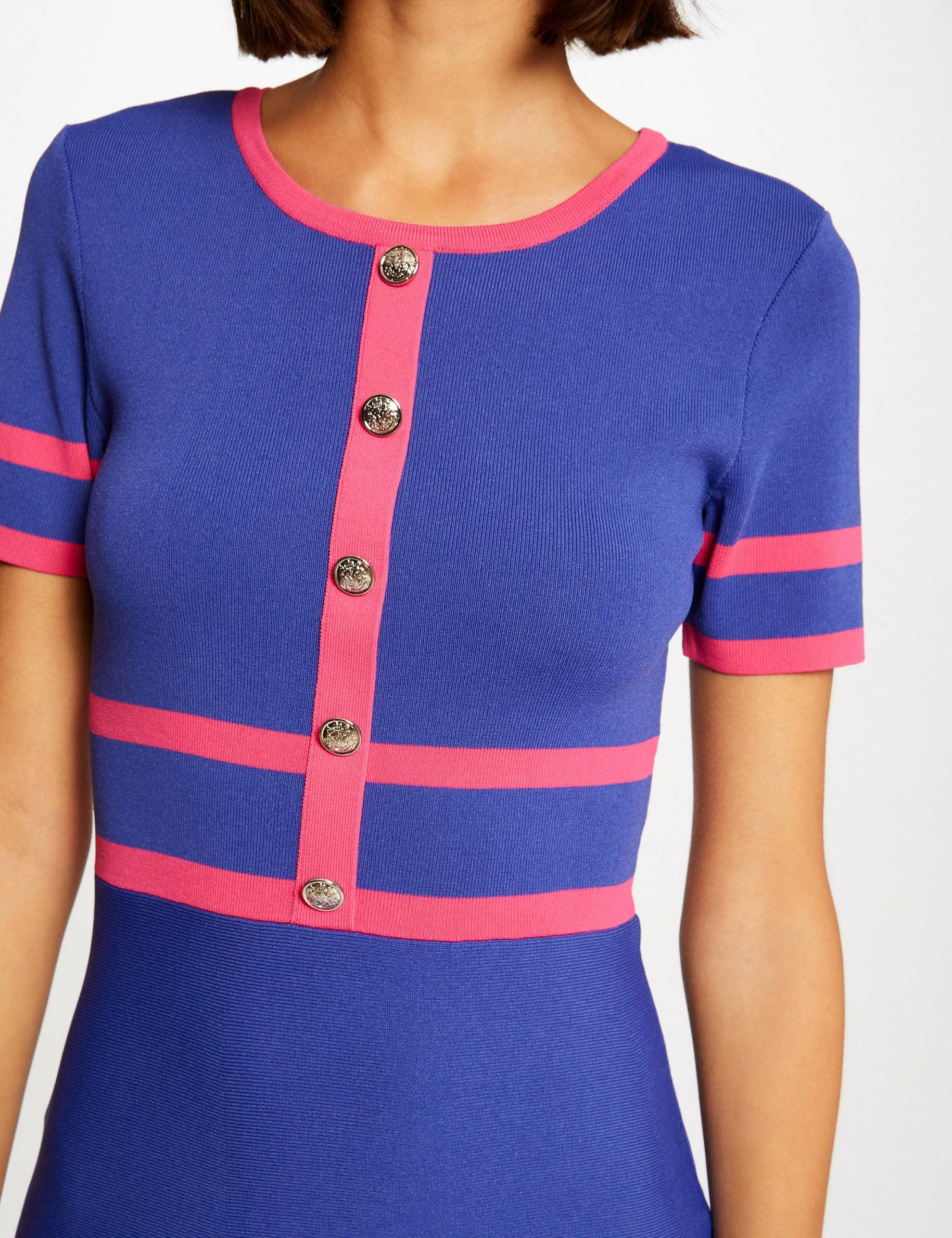 Robe pull droite manches courtes violet fonce femme - violet_fonce