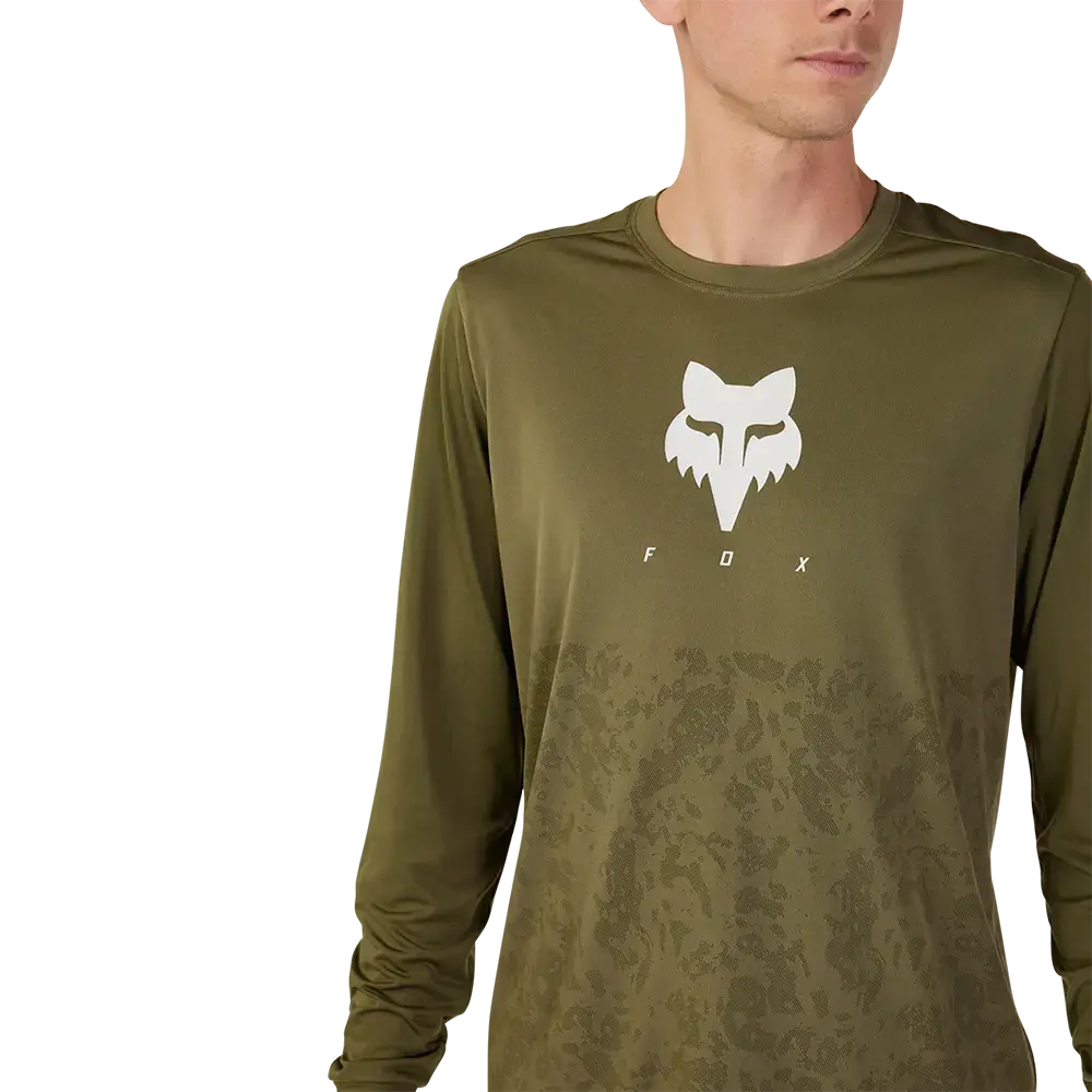 Fox Ranger Tru Dri MTB Fietsshirt Lange Mouwen Olijfgroen Heren
