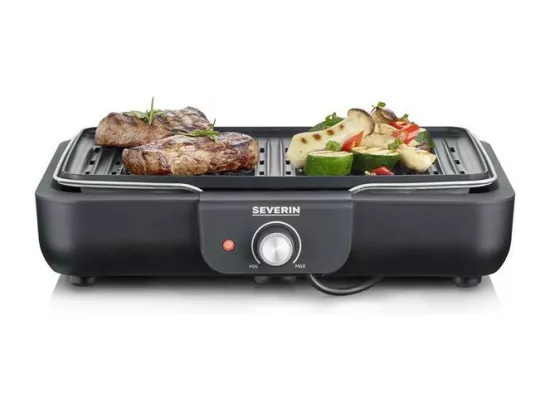 BARBECUE DE TABLE 2300W TH° 37X29CM PLAQUE FONTE ALUMINIUM NOIR SEVERIN - 8556