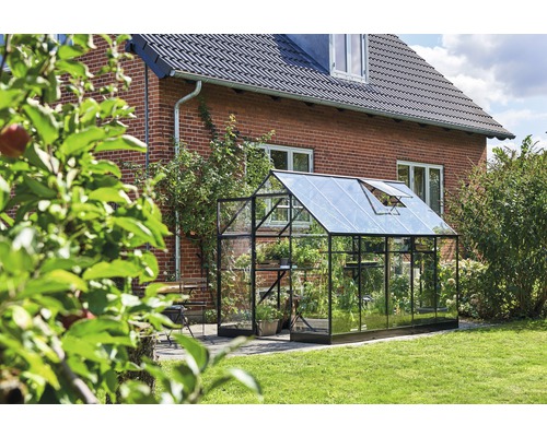 Halls Qube 610 kas, 6,4 m², 3 mm veiligheidsglas, 198 x 321 cm, zwart