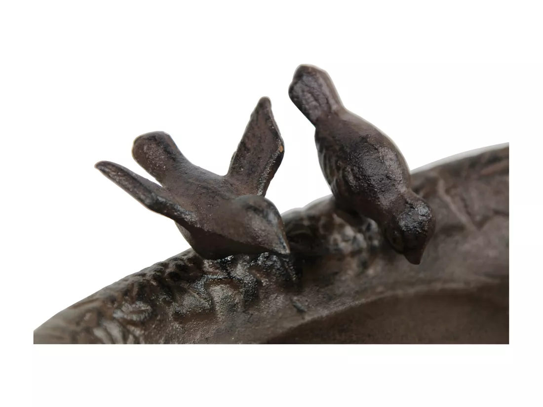 Abreuvoir 2 oiseaux fonte 23.5x14.5x6 Fonte Marron - Décoration d'Autrefois