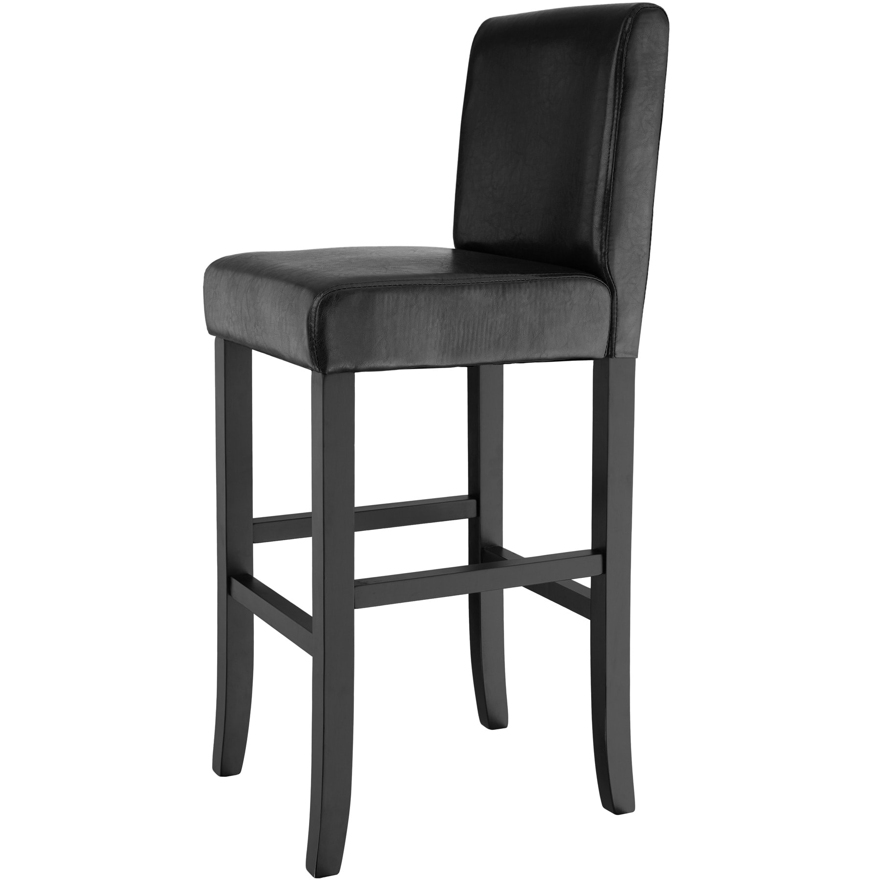 tectake® 2er Set Barhocker, gepolstert mit Rückenlehne, Stuhlbeine aus Massivholz, Sitzhöhe 76 cm