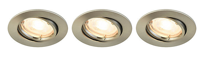 3 spots à encastrer Colours Caius IP20 chrome brossé Ø8,5 cm