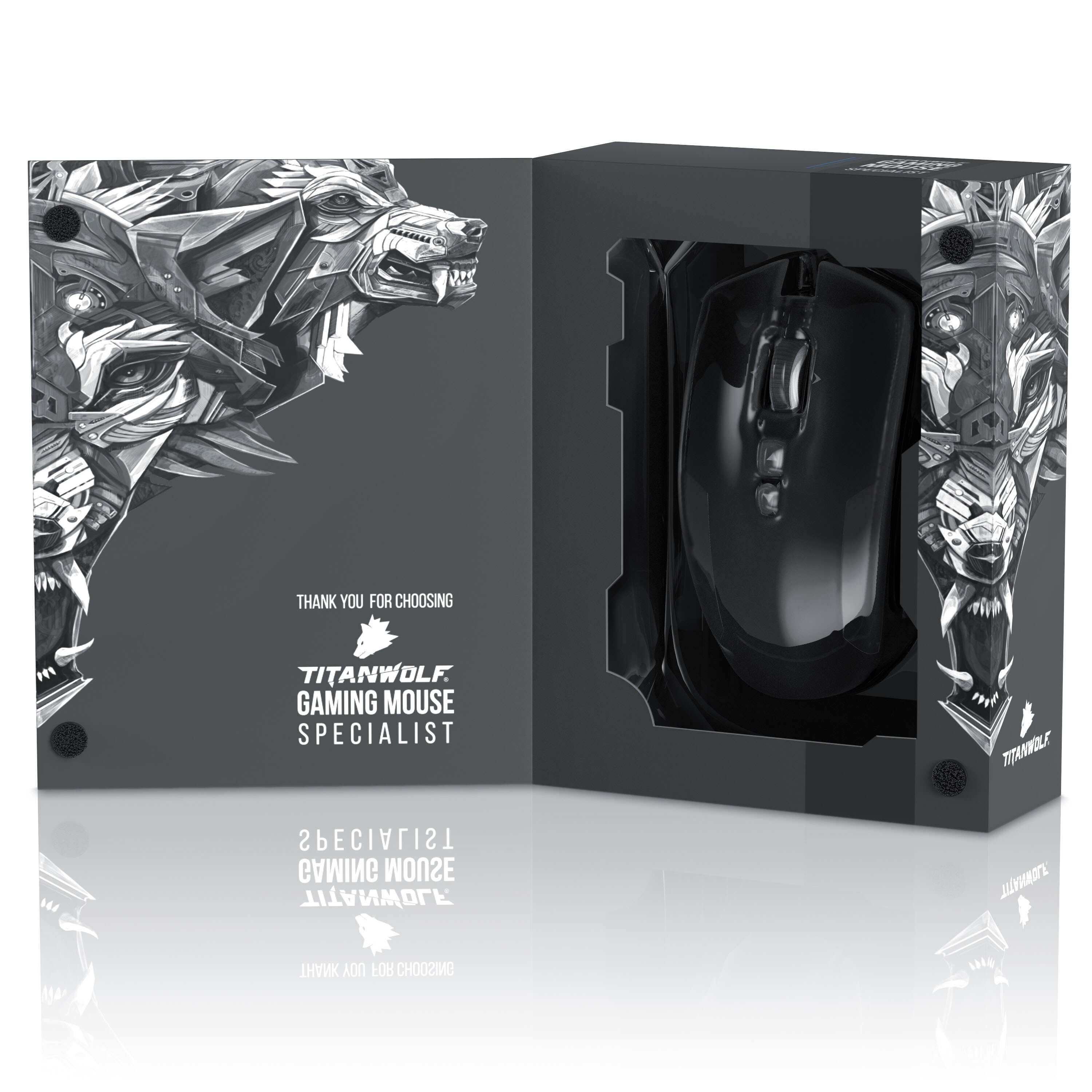Titanwolf Gaming-Maus kabelgebunden, USB Gaming Laser Mouse mit 10800 dpi, RGB LEDs, Gewichts-Justierung