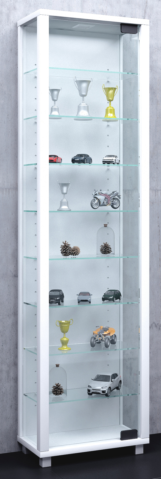 Vitrine EDANA MAXI - weiß - mit Beleuchtung - 33 cm