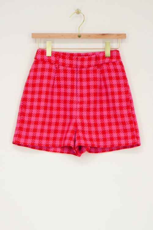 Rood & roze short met ruitjes