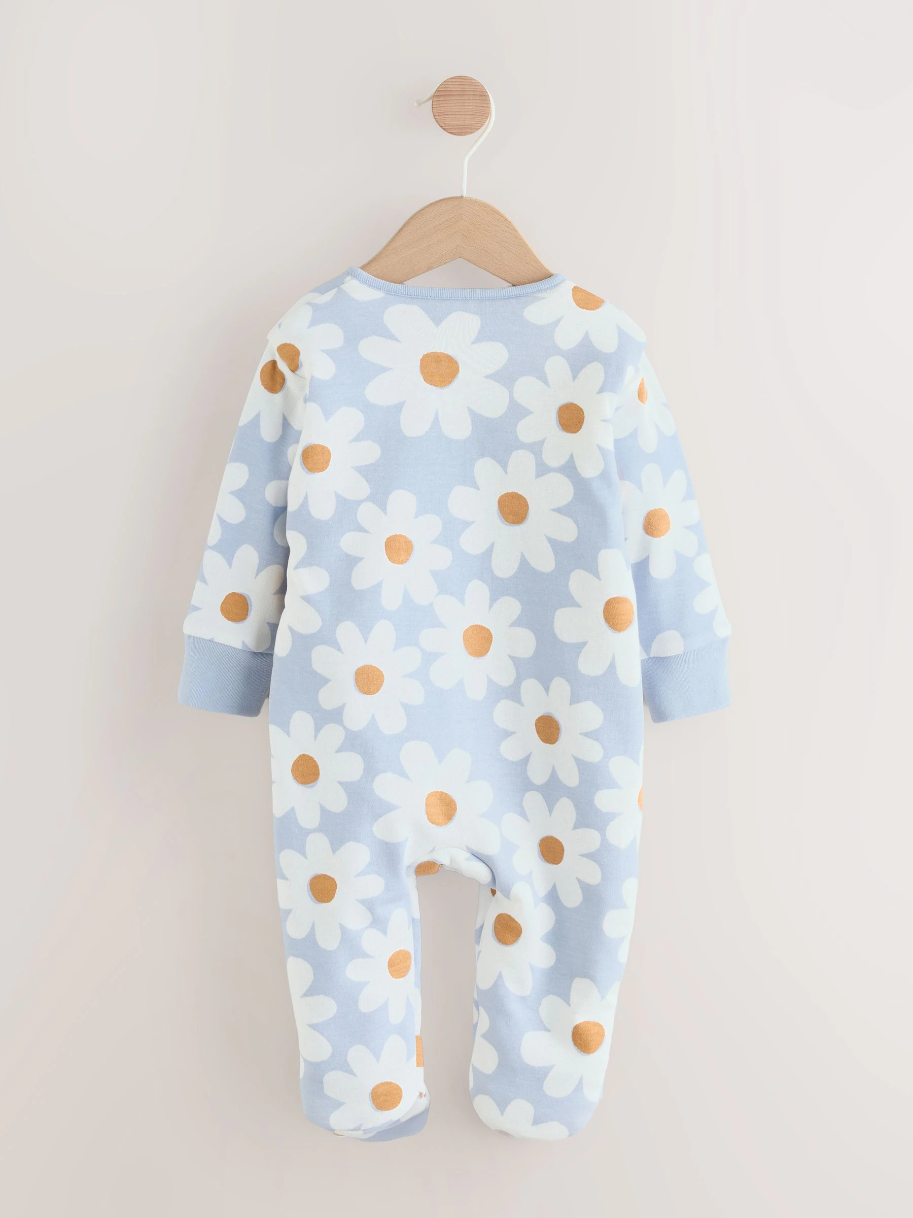 Blauw met bloemen - 2.5 TOG gewatteerde babypyjama