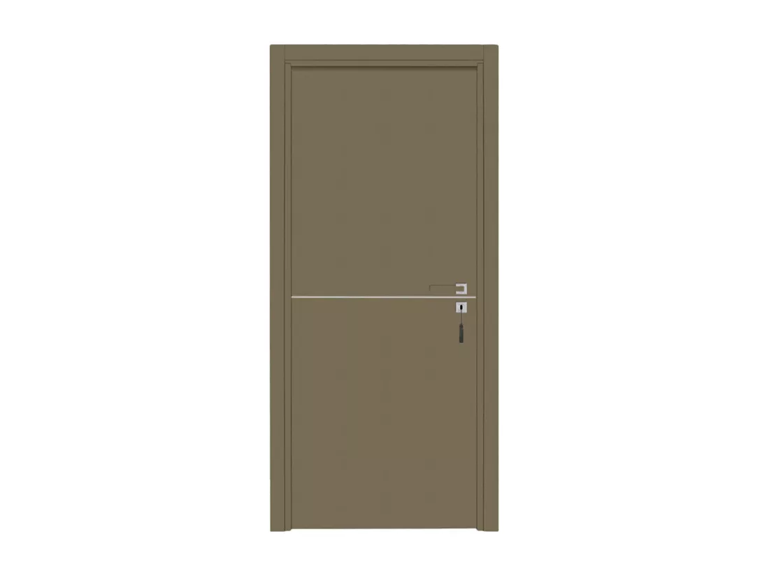 Bloc-porte pose fin de chantier collection Premium Riva, H.204 x l.73 cm, aspect cuir lichen, réversible