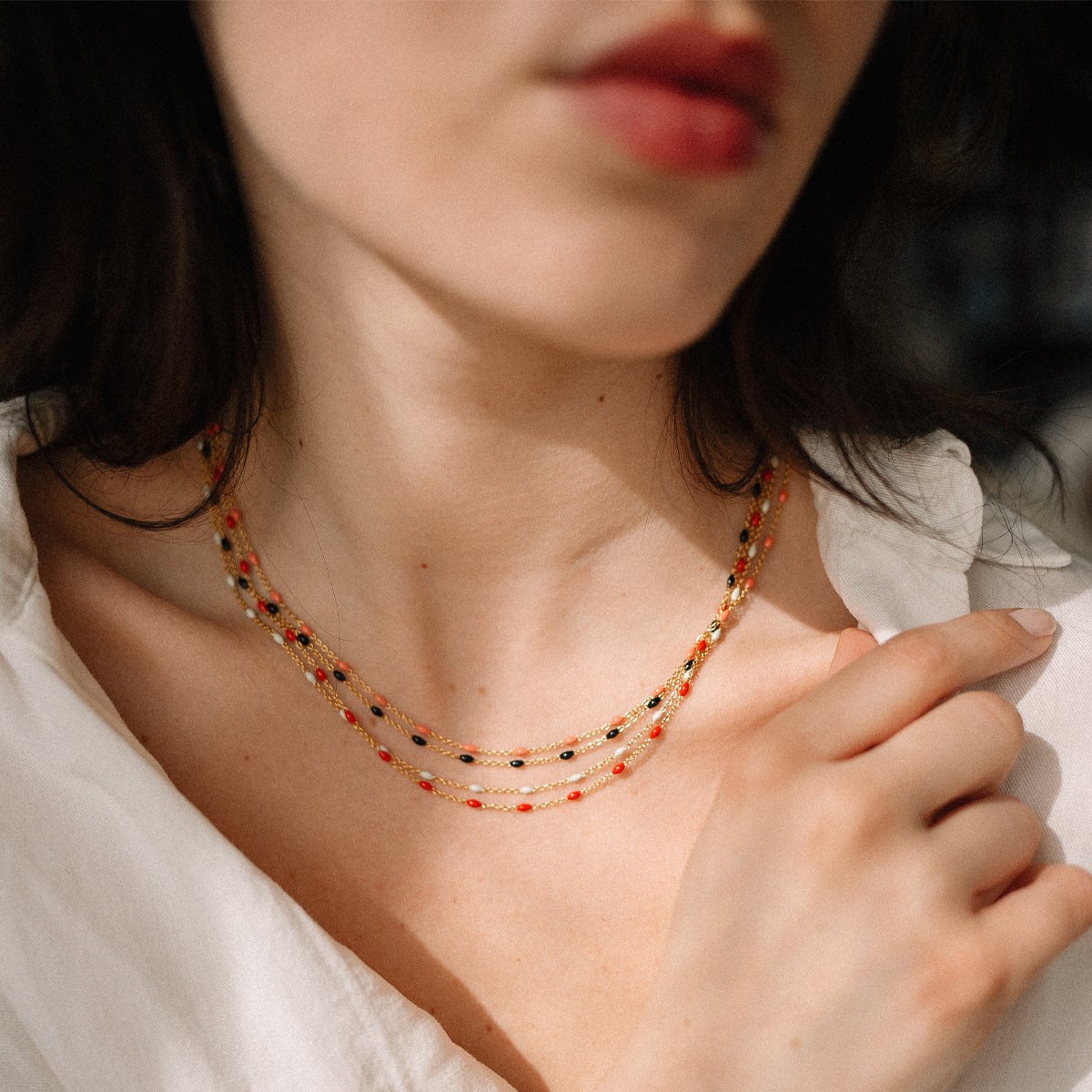 Bougie parfumée - Petite attention - Collier acier inoxydable doré & noir - 200 g