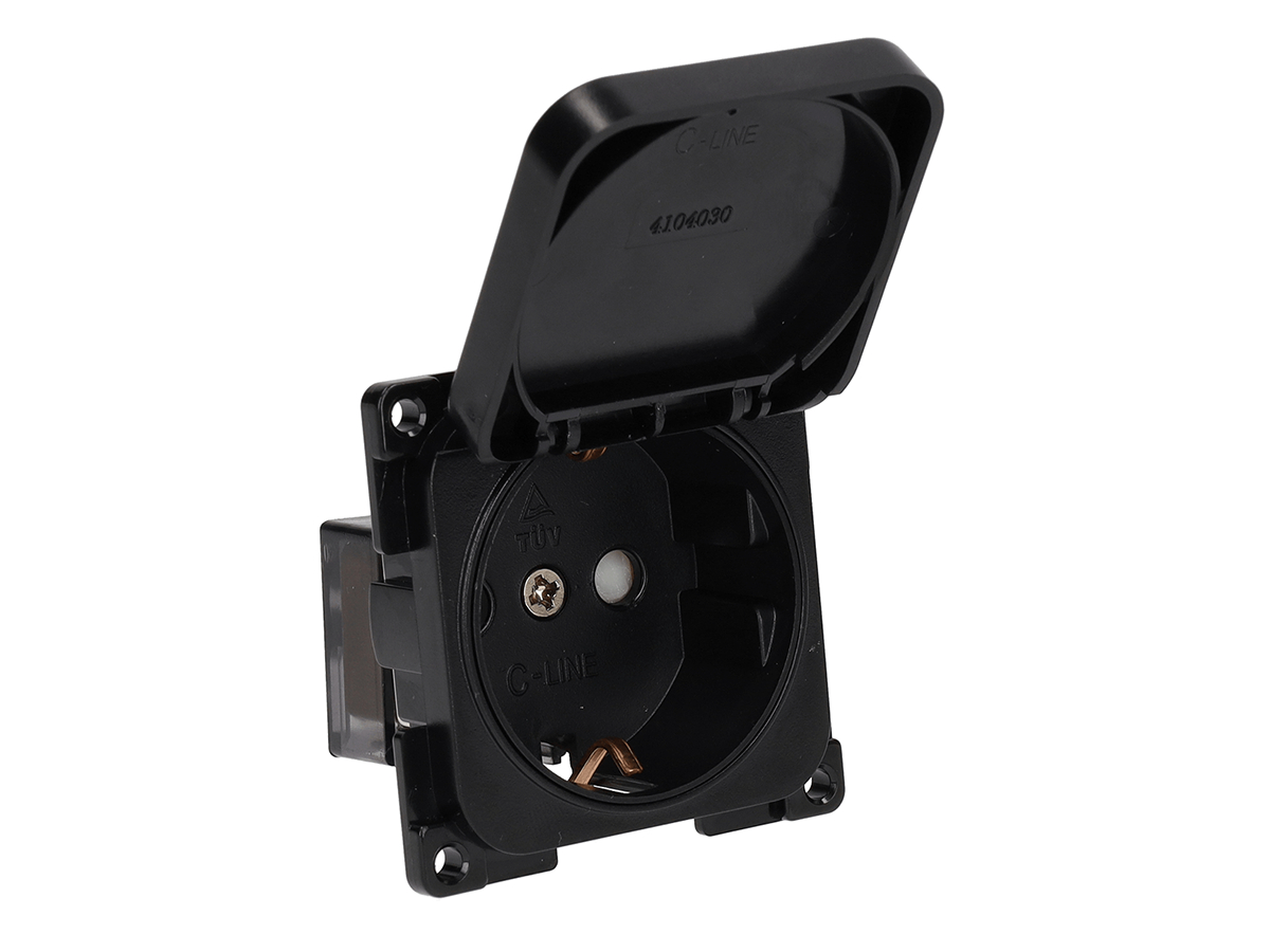 Haba C-Line Schuko 230V wandcontactdoos - black