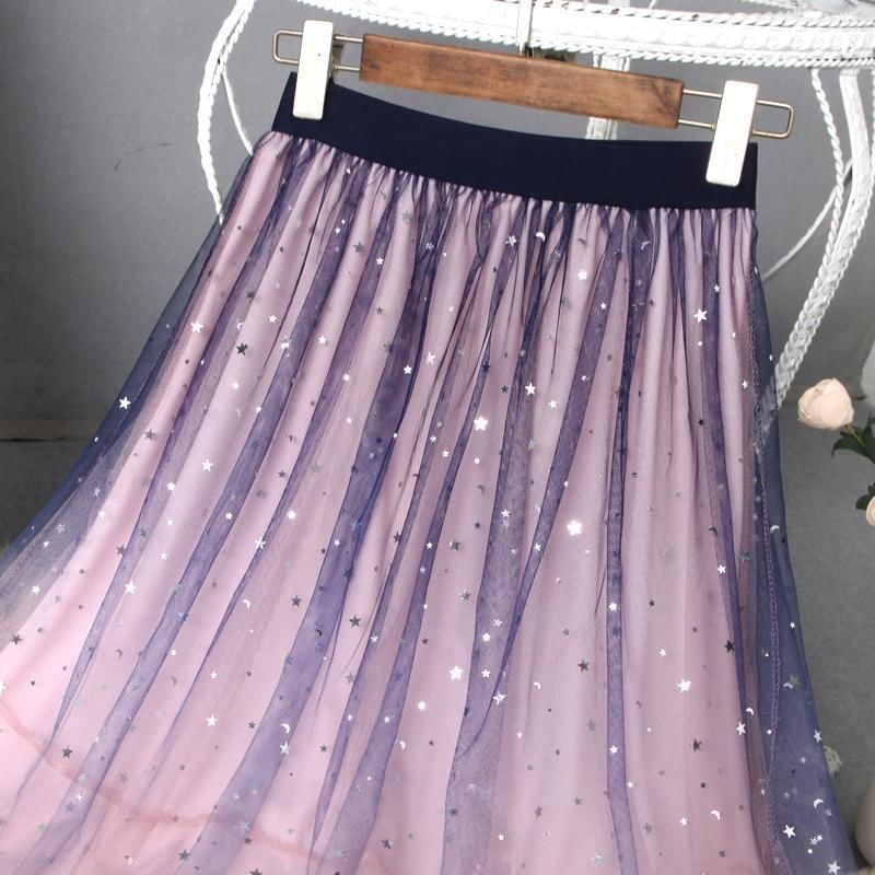 Sisyphi - Hoge taille glitter midi A-lijn rok
