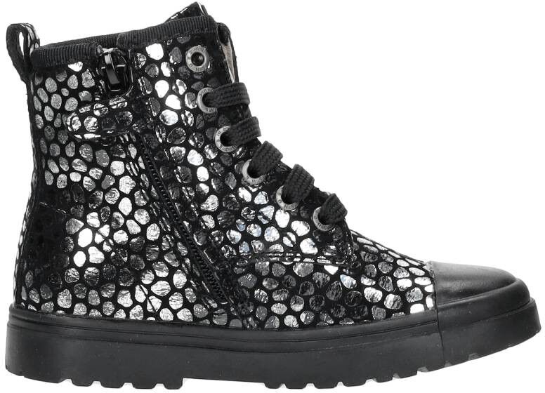 Shoesme Veterschoen hoog zilver