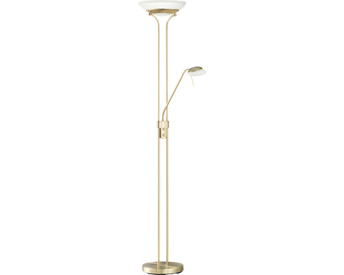 LED vloerlamp, metaal/glas, CCT + dimbaar, 28/5W, 2900/530 lm, 2700/3350/4000 K, warm wit/neutraal wit, HxØ 1,82 m, Pool TW, messingkleurig mat