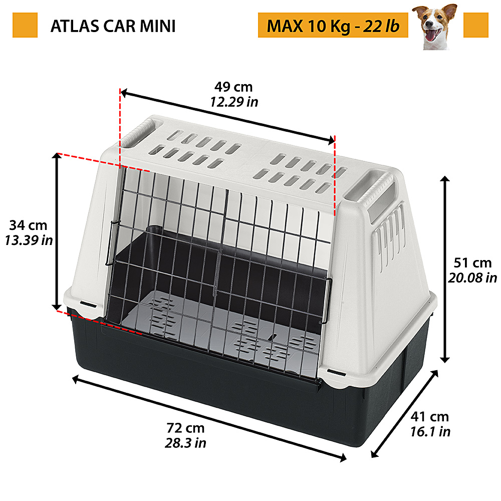 Ferplast transport chiens pour voiture atlas car mini avec grilles d'aération, tapis drainant inclus