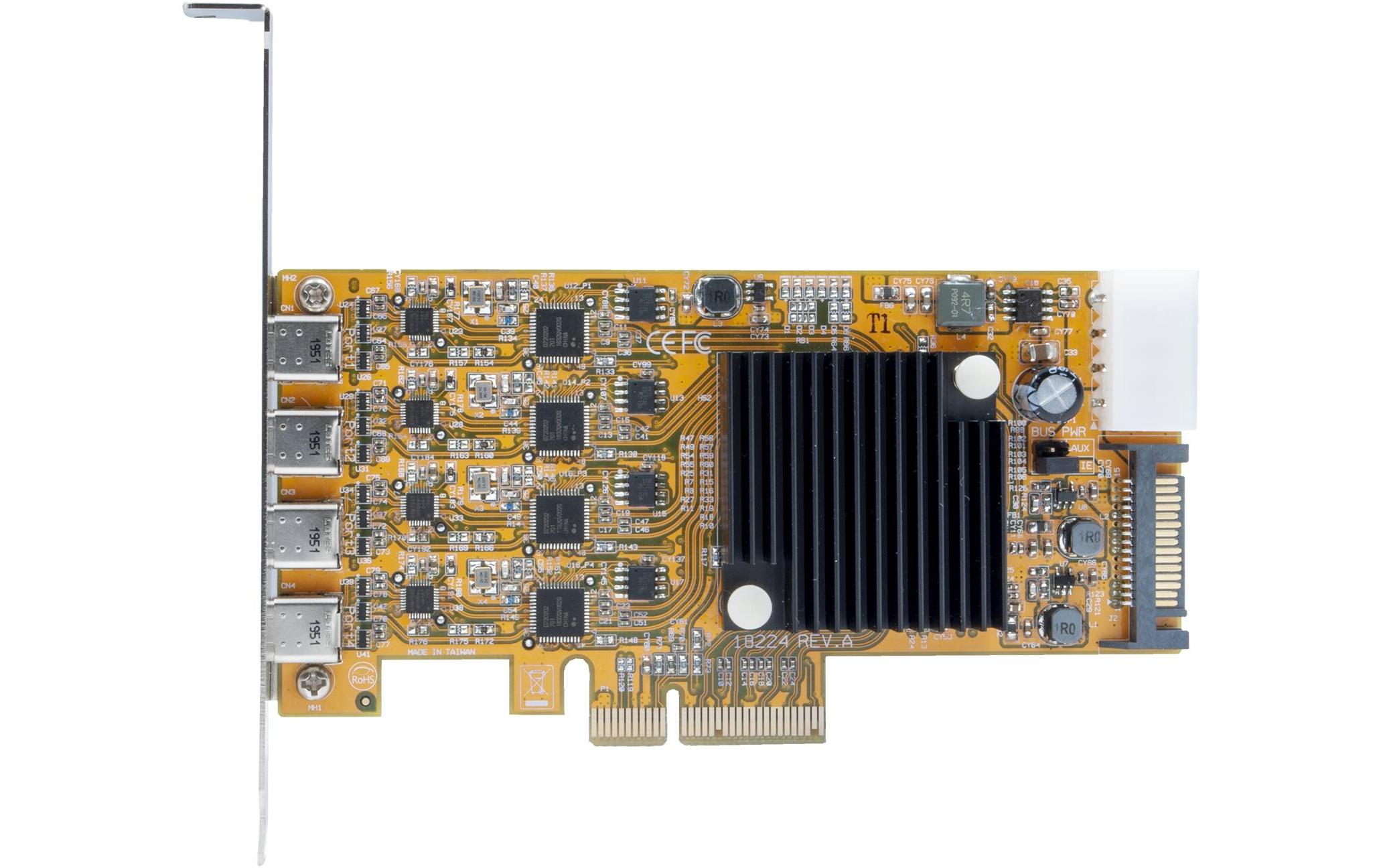 PCI-Karte EX-11495<br>PCIe-Erweiterungskarte für vier externen USB 3.0 Typ C-Ports