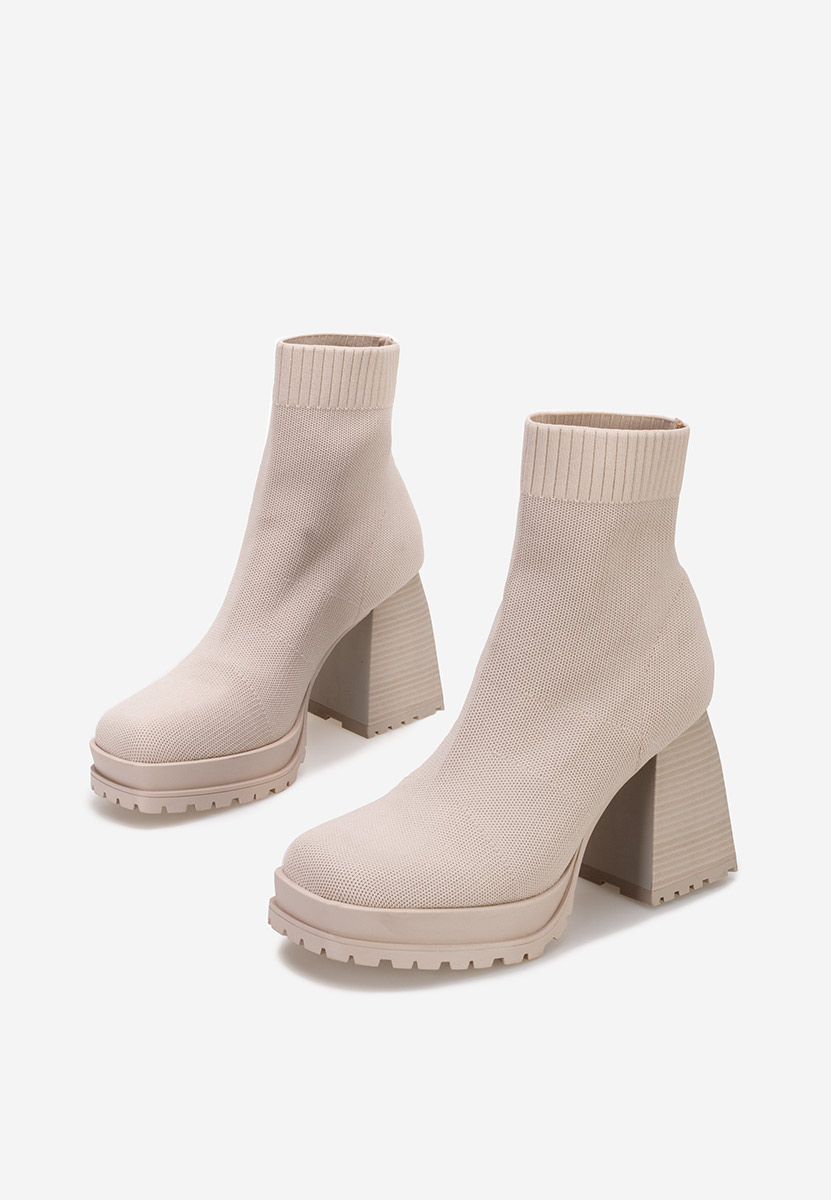 Bottines à gros talon beige Lalena