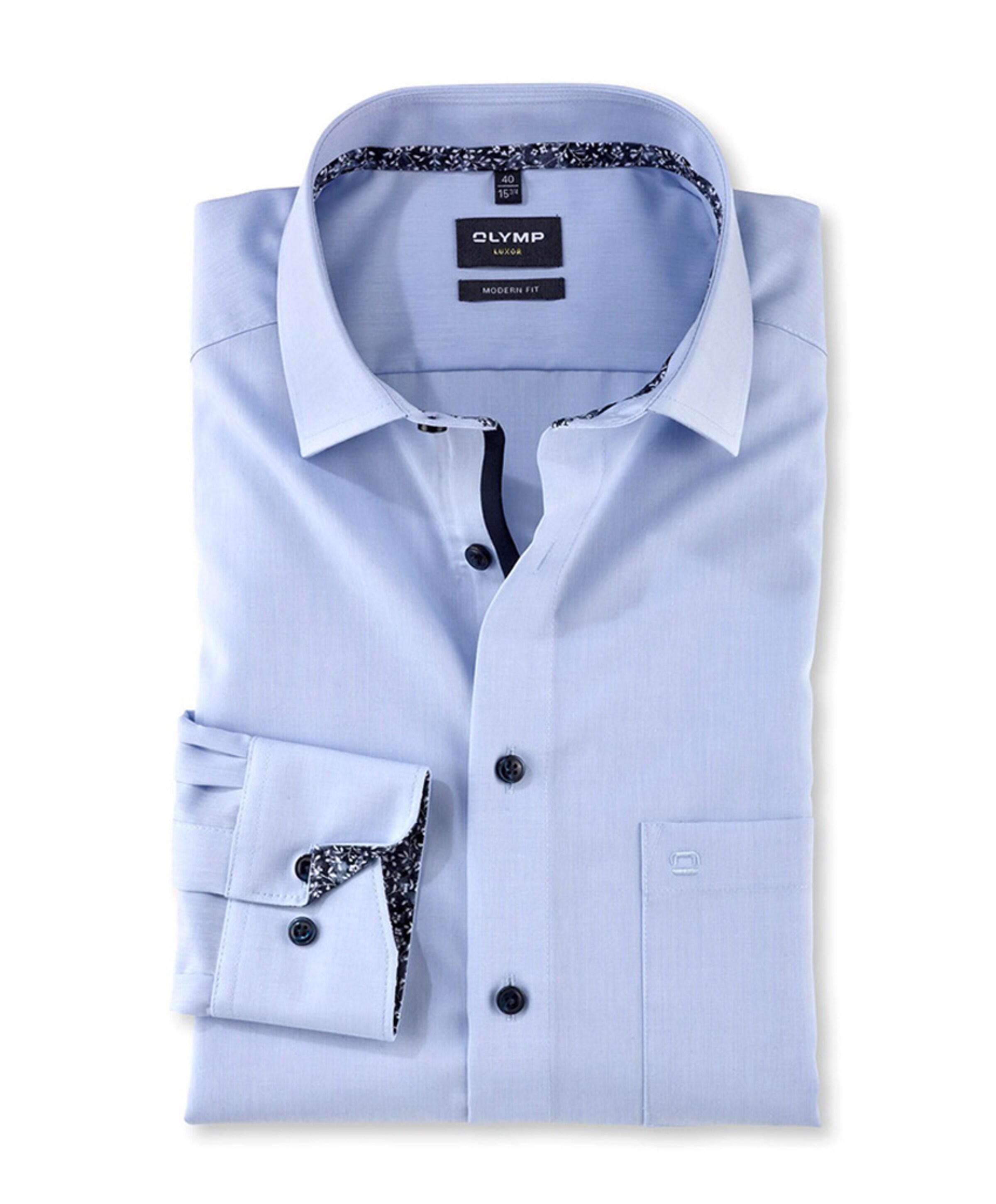 Olymp Modern fit Luxor Heren overhemd lange mouw blauw