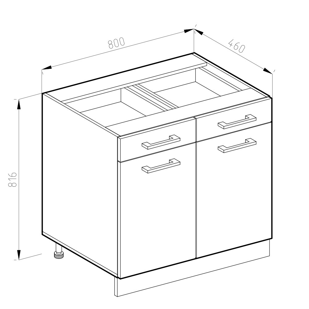 Vicco Schubunterschrank Küchenschrank Küchenzeile Landhaus R-Line 80 cm Weiß-Anthrazit