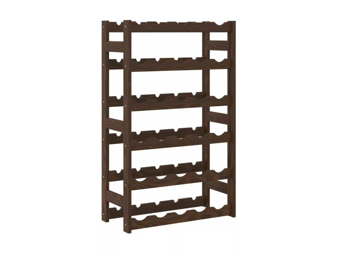 Casier à bouteilles pour 30 bouteilles marron bois pin solide