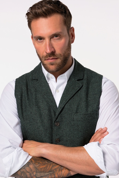 JP 1880 Tweed-Weste FLEXNAMIC®, Revers, Strickrücken
