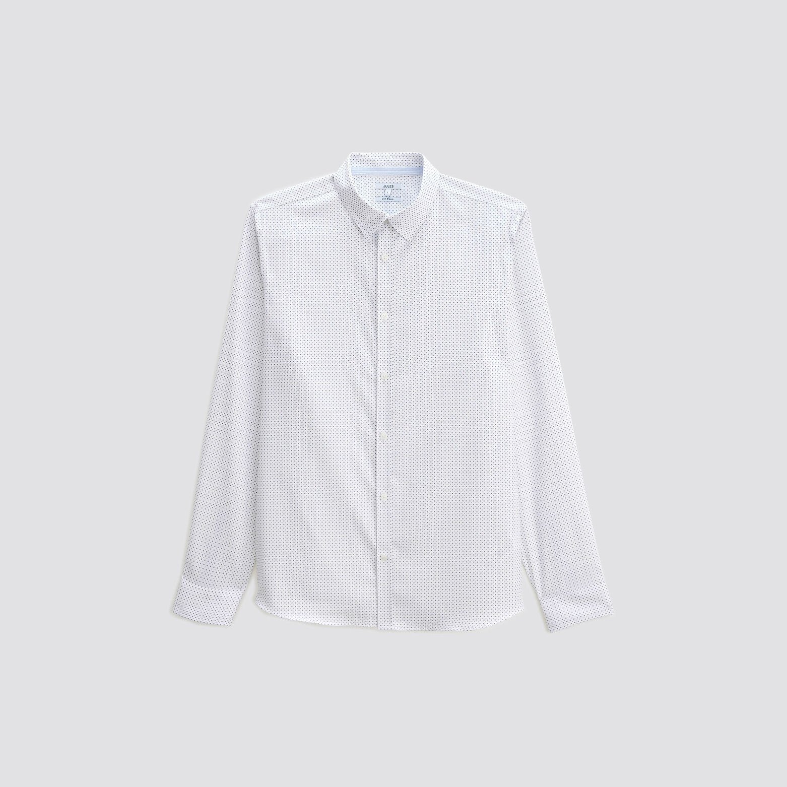 Chemise slim sans repassage imprimé micro géo coto Blanc
