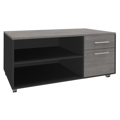 Console mobile EXPRIM/URBAN/LOFTER/LEVEL - L120 x H63 x P60 cm - 2 tiroirs dont 1 DS - coté anthracite - finition façade et dessus imitation Chêne gris