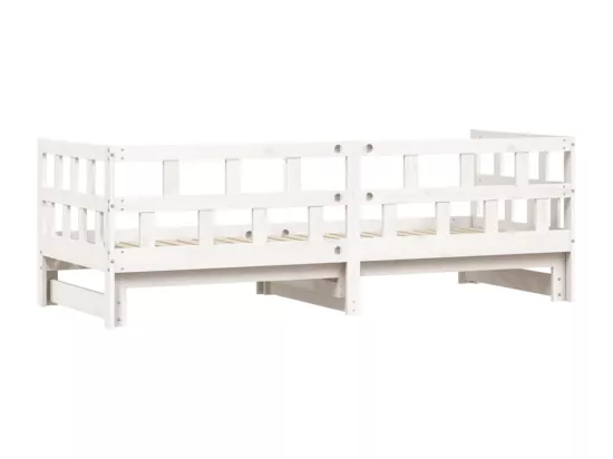 Lit de jour avec lit gigogne blanc 90x190 cm bois de pin massif
