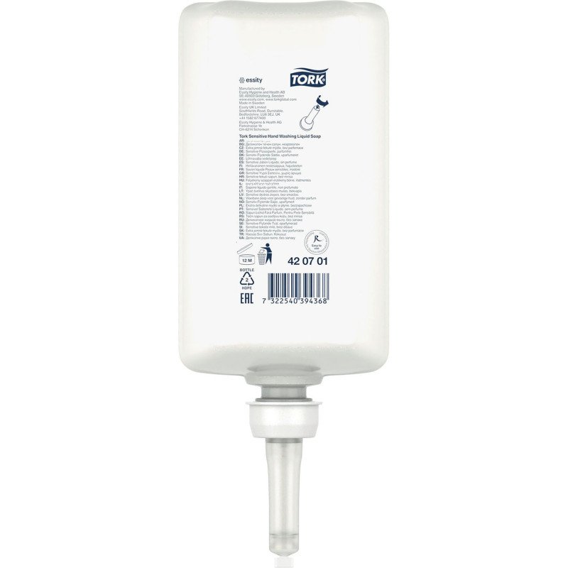 Savon liquide Tork Premium Extra-doux, pour distributeurs S1/S11 - Cartouche de 1 L
