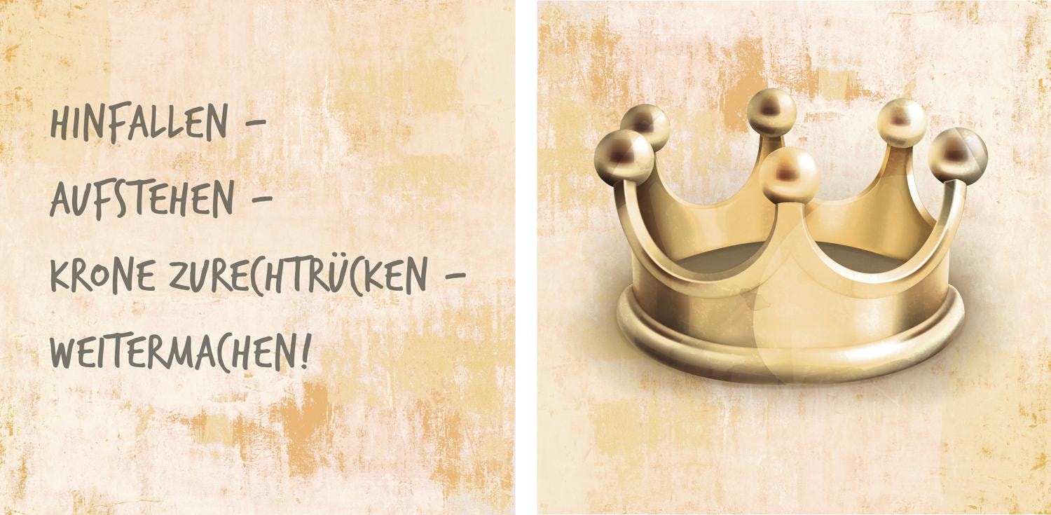queence Leinwandbild »Krone« Kunst | Könige | Königinnen | Modern | Prinzen | Prinzessinnen | Schriftzug | Schriftzüge | Spa | Spa Bilder | Sprüche | Sprüche & Texte Set,  Premium-Leinwandstoff, Handarbeit aus Deutschland, Spruch, 2er Set